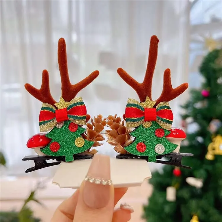 Melbees by Yellow Chimes Hair Clips for Women Girls Hair Accessories Winter Christmas Collection Hair Clip 4 Pcs Hair Clips Hairclips Cute Christmas Characters Alligator Clips for Hair Pins for Women