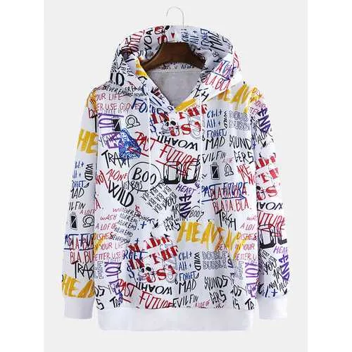 Mens Abstract Graffiti Printed Hoodies