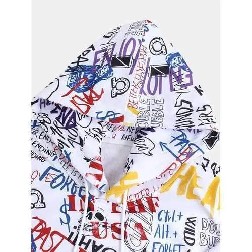 Mens Abstract Graffiti Printed Hoodies