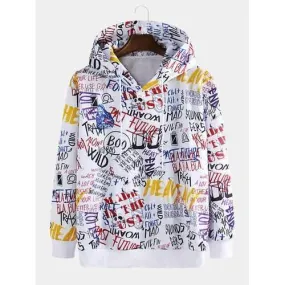 Mens Abstract Graffiti Printed Hoodies