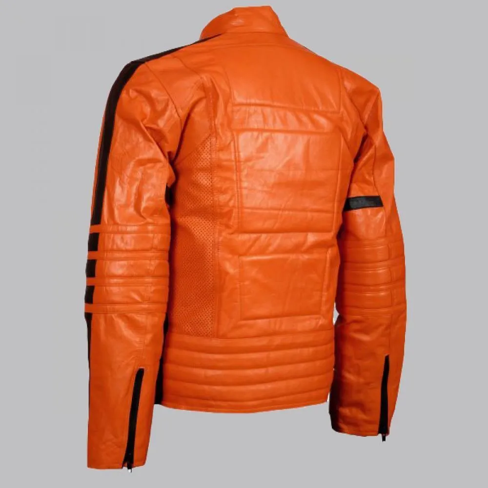 Men's Premium Orange Biker Leather Jacket