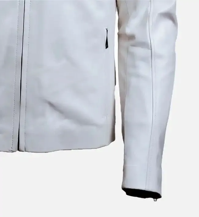 Men’s White Slim Fit Leather Jacket