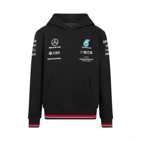 Mercedes Hooded Kids Sweater, Team, Black, 2022