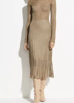 Metallic Pleated Skirt in Bronze