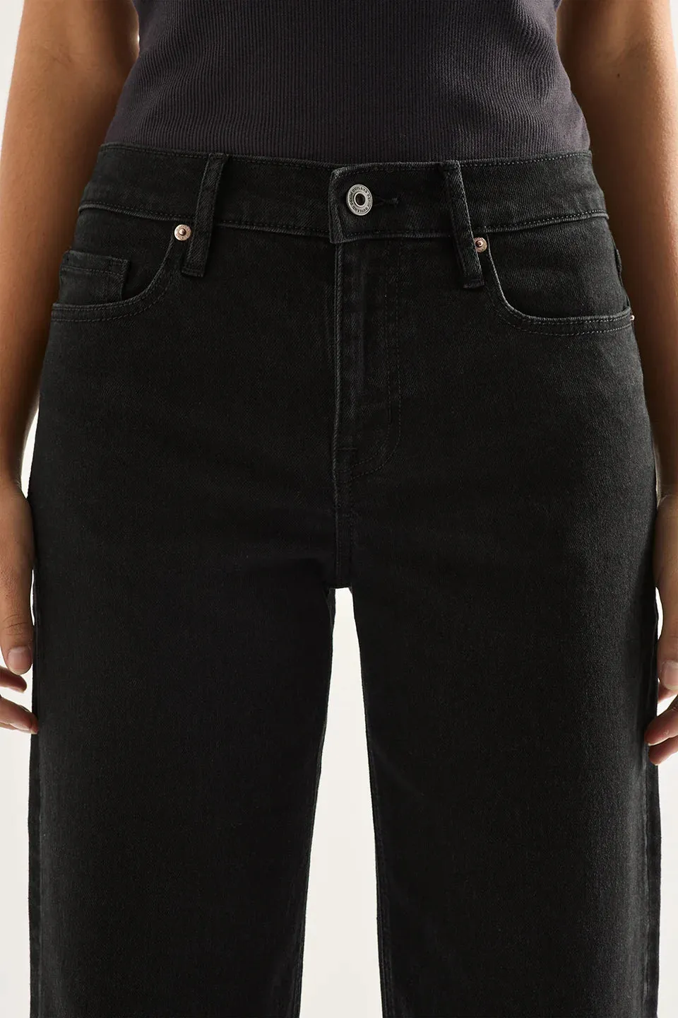 Mia Mid Wide Leg Jean - Black