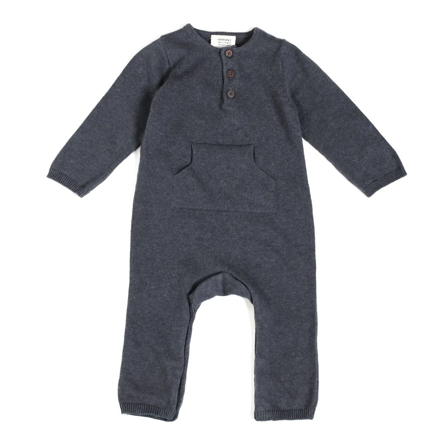 Milan Heather Knit Kangaroo Pocket Jumpsuit Romper