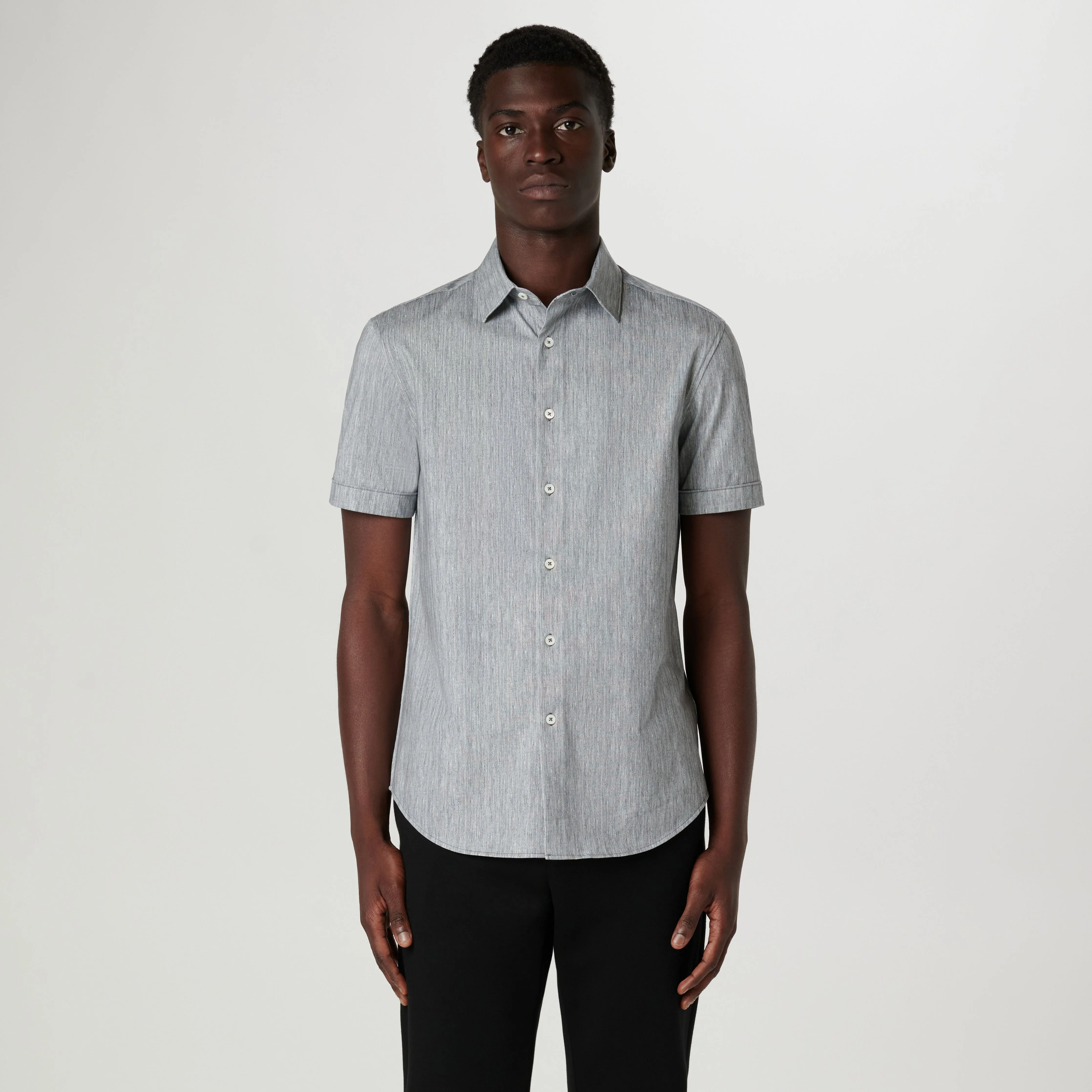 Miles Chambray Print OoohCotton Short Sleeve Shirt