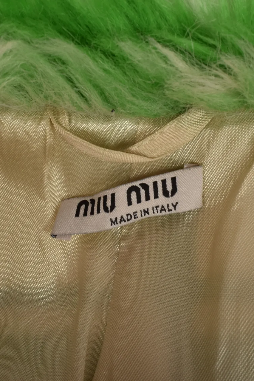 MIUI MIU A/W 2017 GREEN CHECKERED FAUX FUR COAT