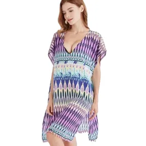 Multicolored Pom Pom Trim V-Neck Cover-Up