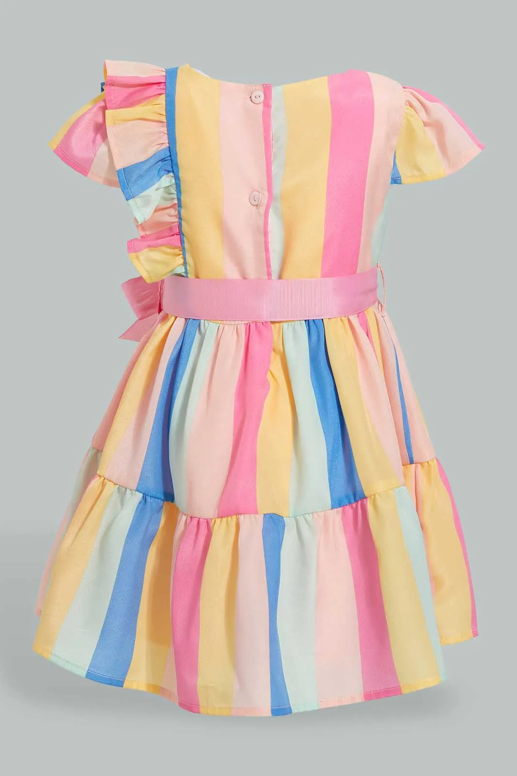 Multicolour Striped Tiered Dress