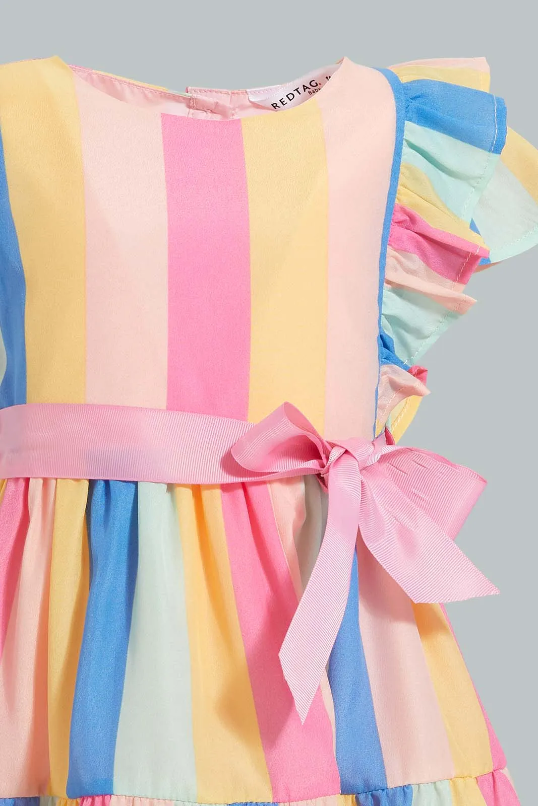 Multicolour Striped Tiered Dress