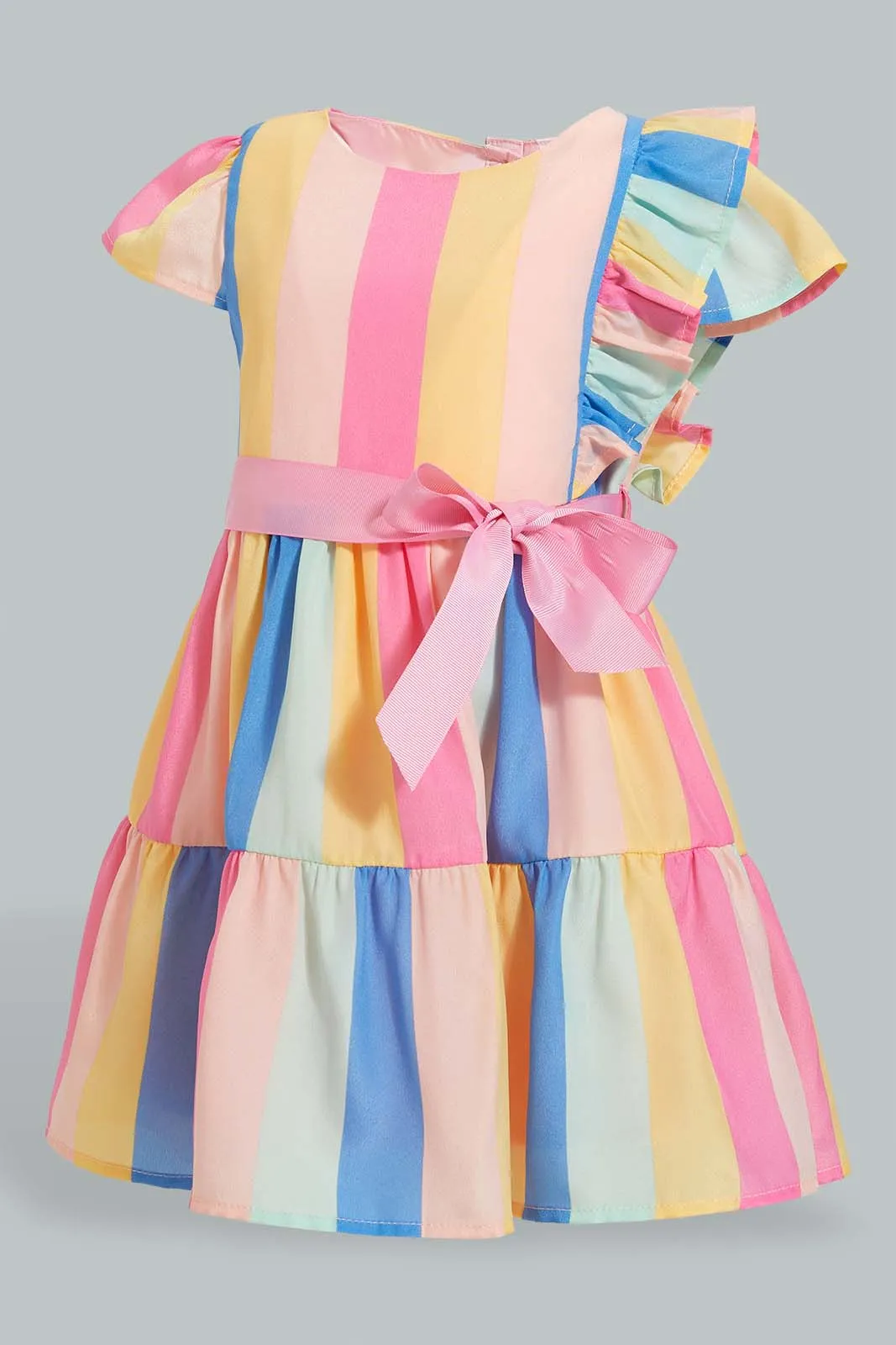 Multicolour Striped Tiered Dress