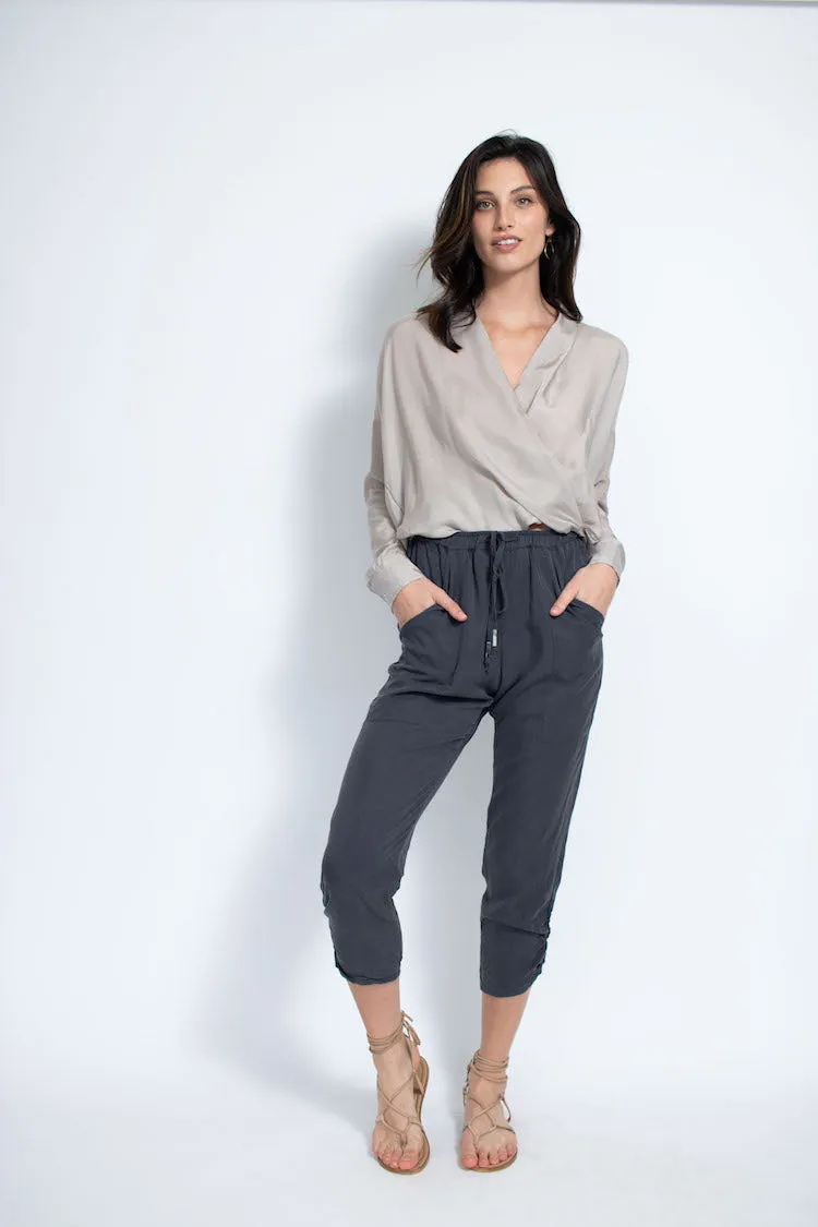 Natalie Busby Light Gray Cupro Twist Blouse