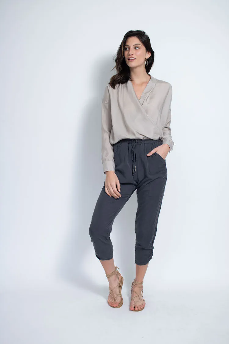 Natalie Busby Light Gray Cupro Twist Blouse