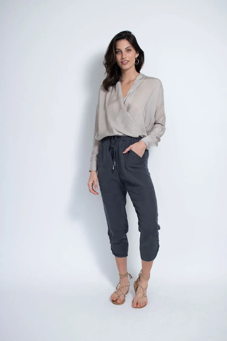 Natalie Busby Light Gray Cupro Twist Blouse