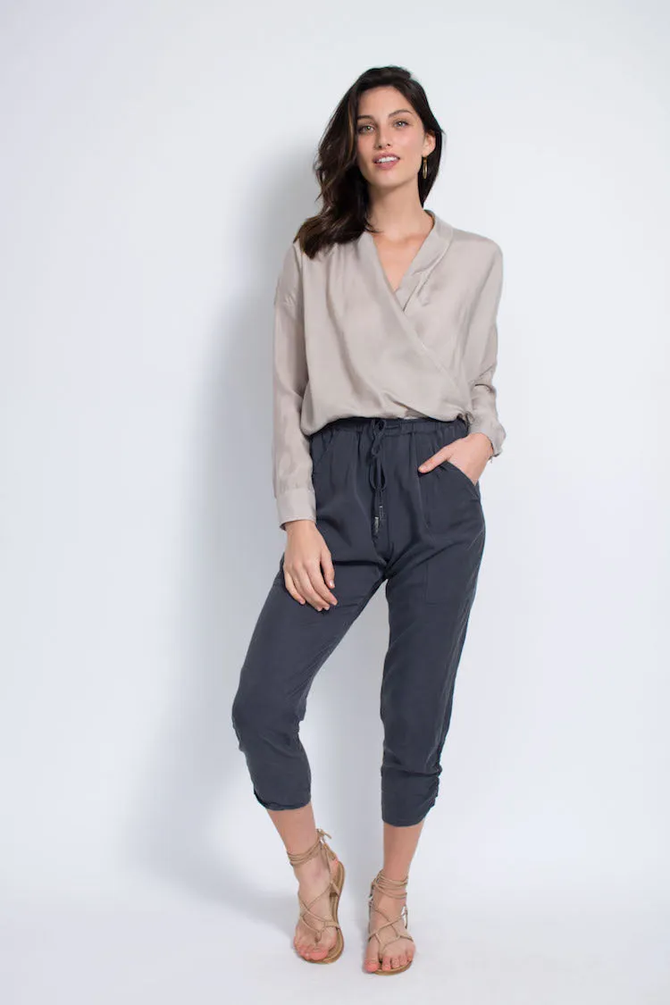 Natalie Busby Light Gray Cupro Twist Blouse