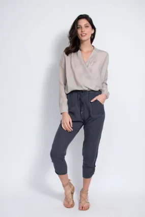 Natalie Busby Light Gray Cupro Twist Blouse