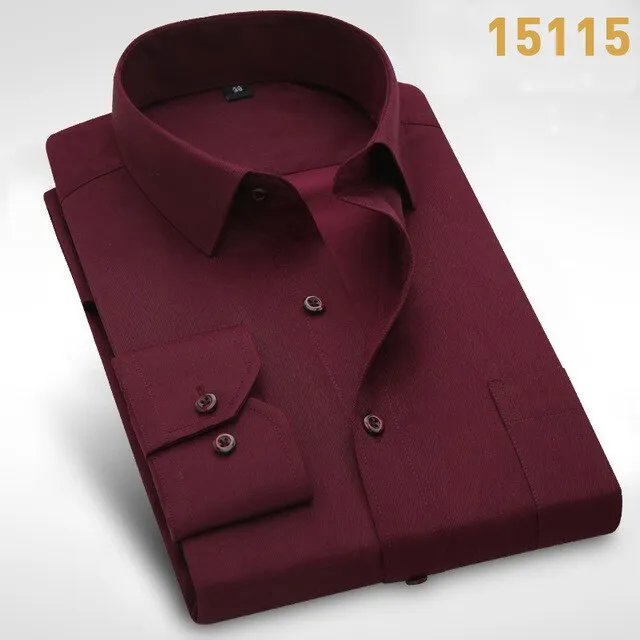 New Arrival Mens Solid Color Turn-Down Collar Shirts Formal Business Fashion Striped Shirt Men Long Sleeve Dress Shirts