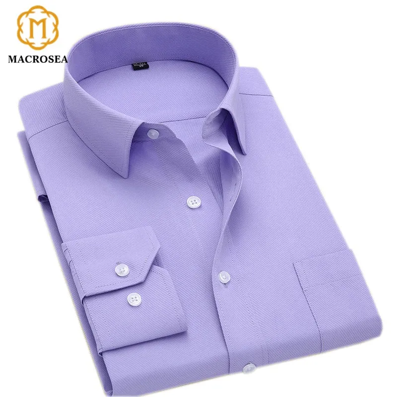 New Arrival Mens Solid Color Turn-Down Collar Shirts Formal Business Fashion Striped Shirt Men Long Sleeve Dress Shirts