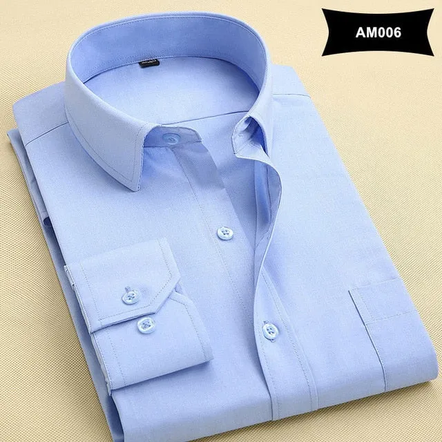 New Arrival Mens Solid Color Turn-Down Collar Shirts Formal Business Fashion Striped Shirt Men Long Sleeve Dress Shirts