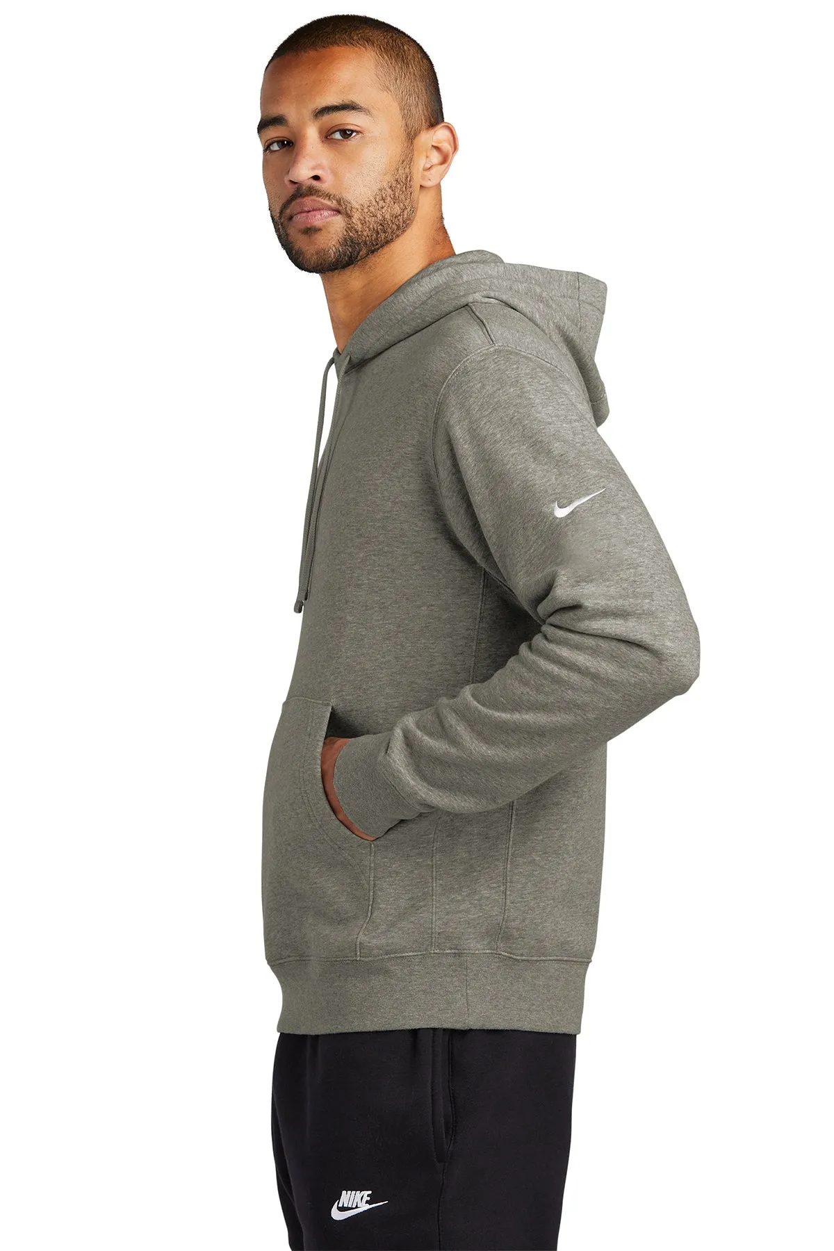 Nike Club Swoosh Customized Hoodies, Dark Grey Heather