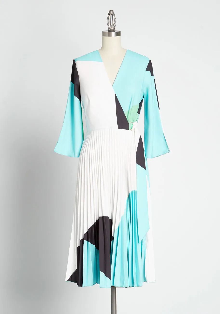 Opposites Abstract Faux-Wrap Dress