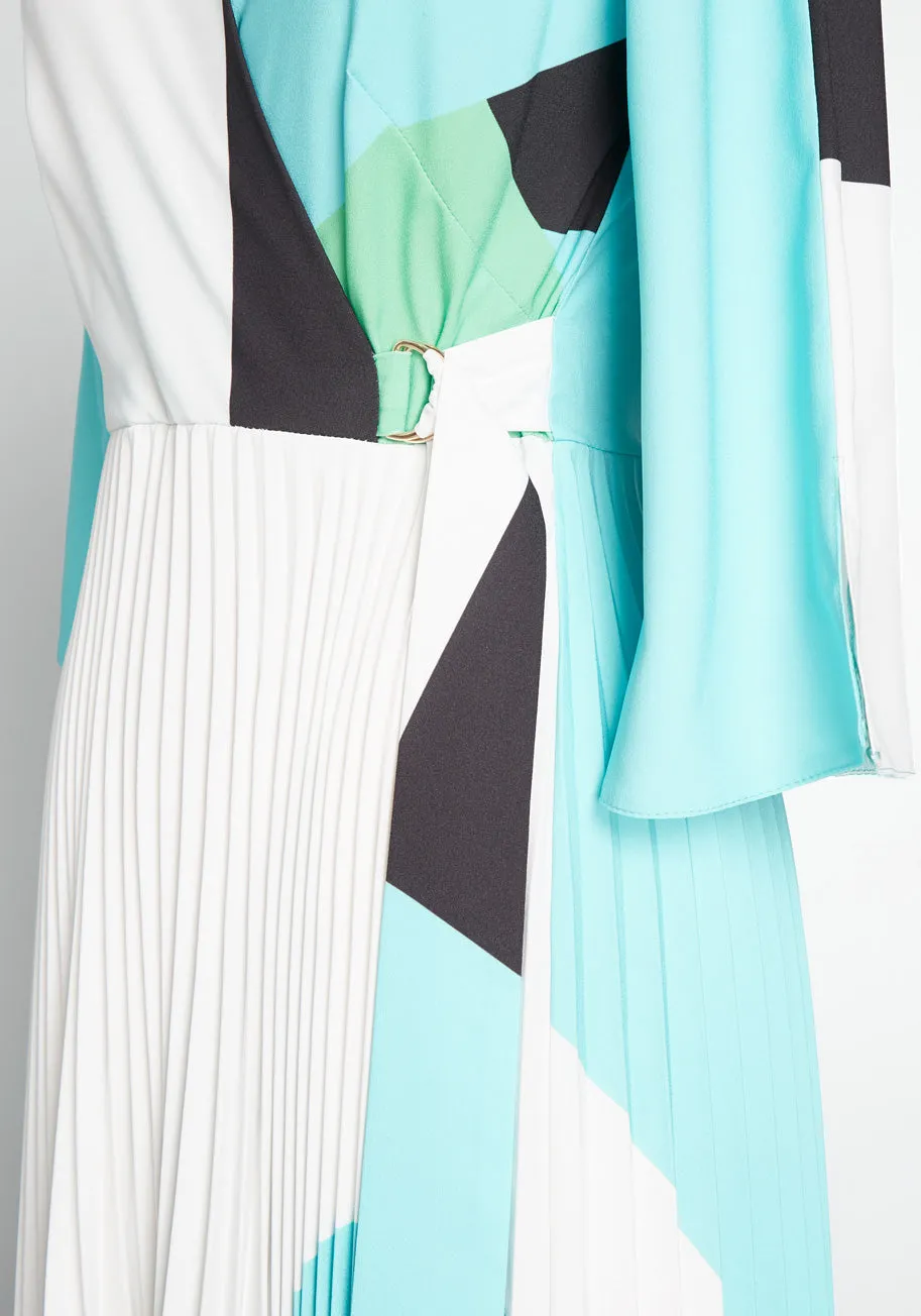 Opposites Abstract Faux-Wrap Dress