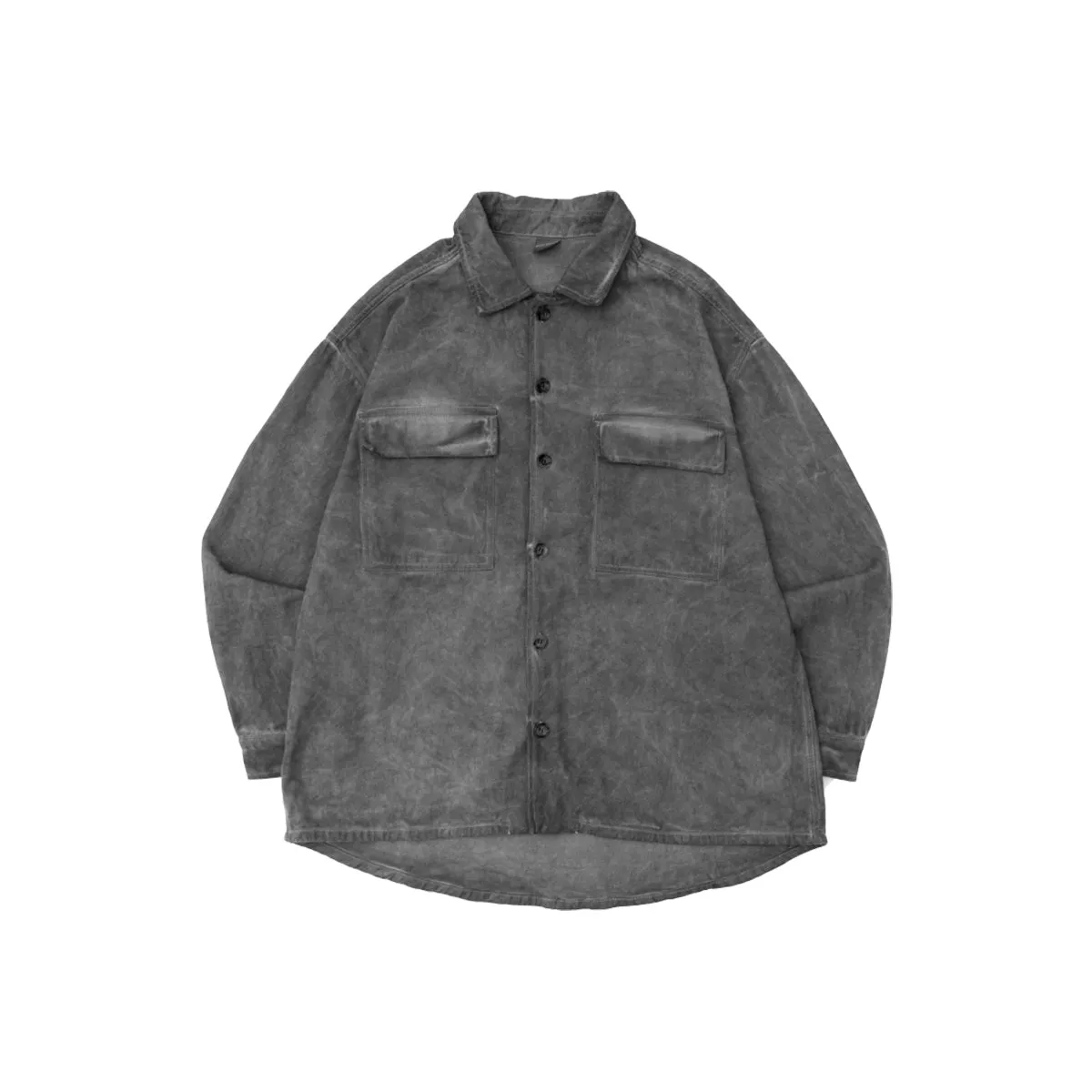 Overdyed Vintage Drop Shoulder Button Up Grey Jacket