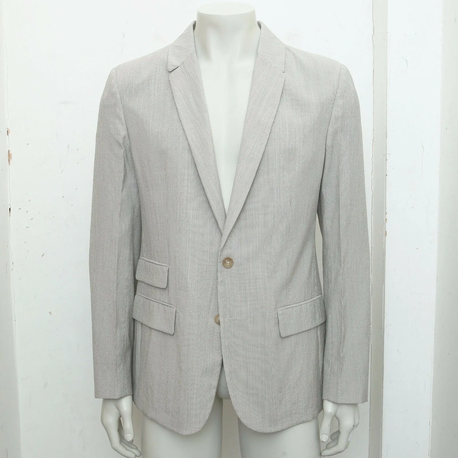 Oxford Striped Seersucker Wool Blazer