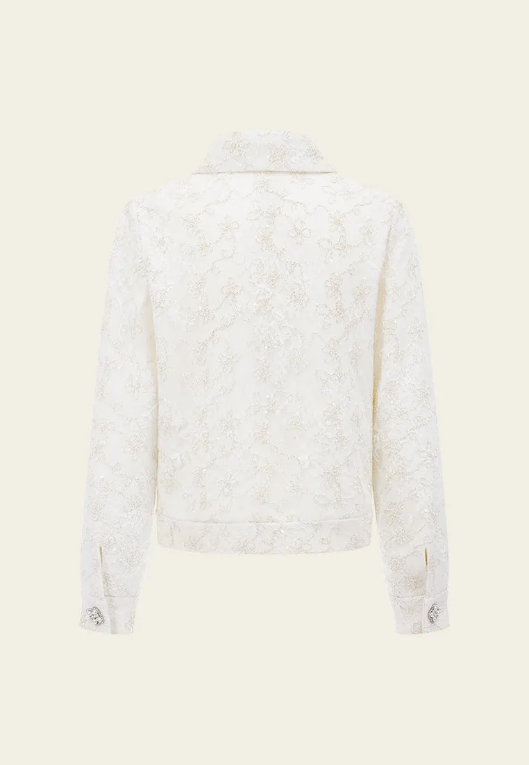 Panelled Embroidered Lace Mesh Jacket