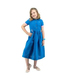 Parisian Blue Linen Dress for Girls