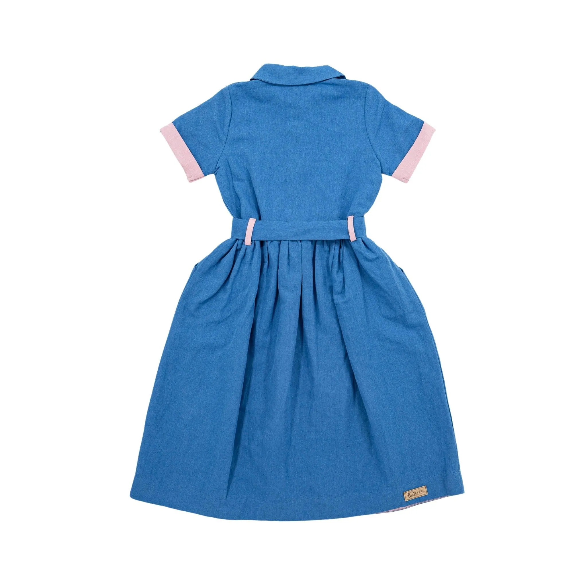 Parisian Blue Linen Dress for Girls