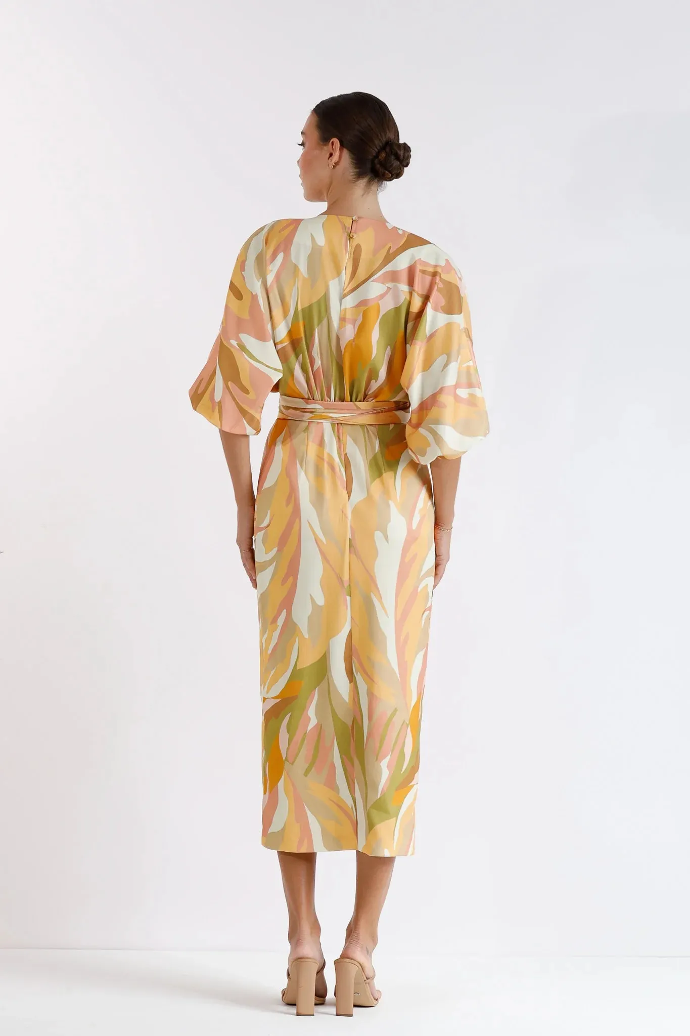 Pasduchas Vista Wrap Midi Dress - Sunset