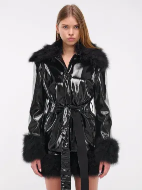 Patent Faux Leather Coat (A42-2S078A-BLACK)