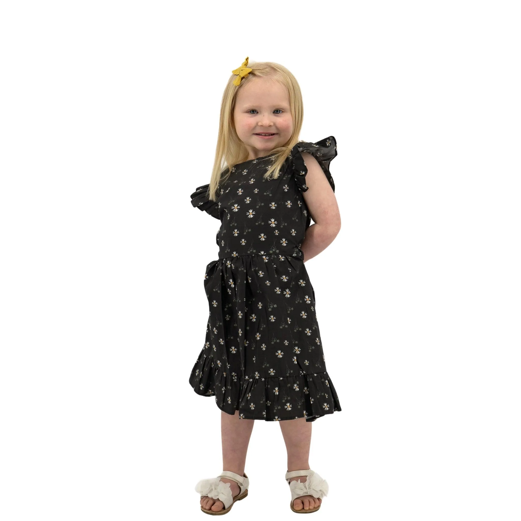 Petite Blossom Black Cotton Dress