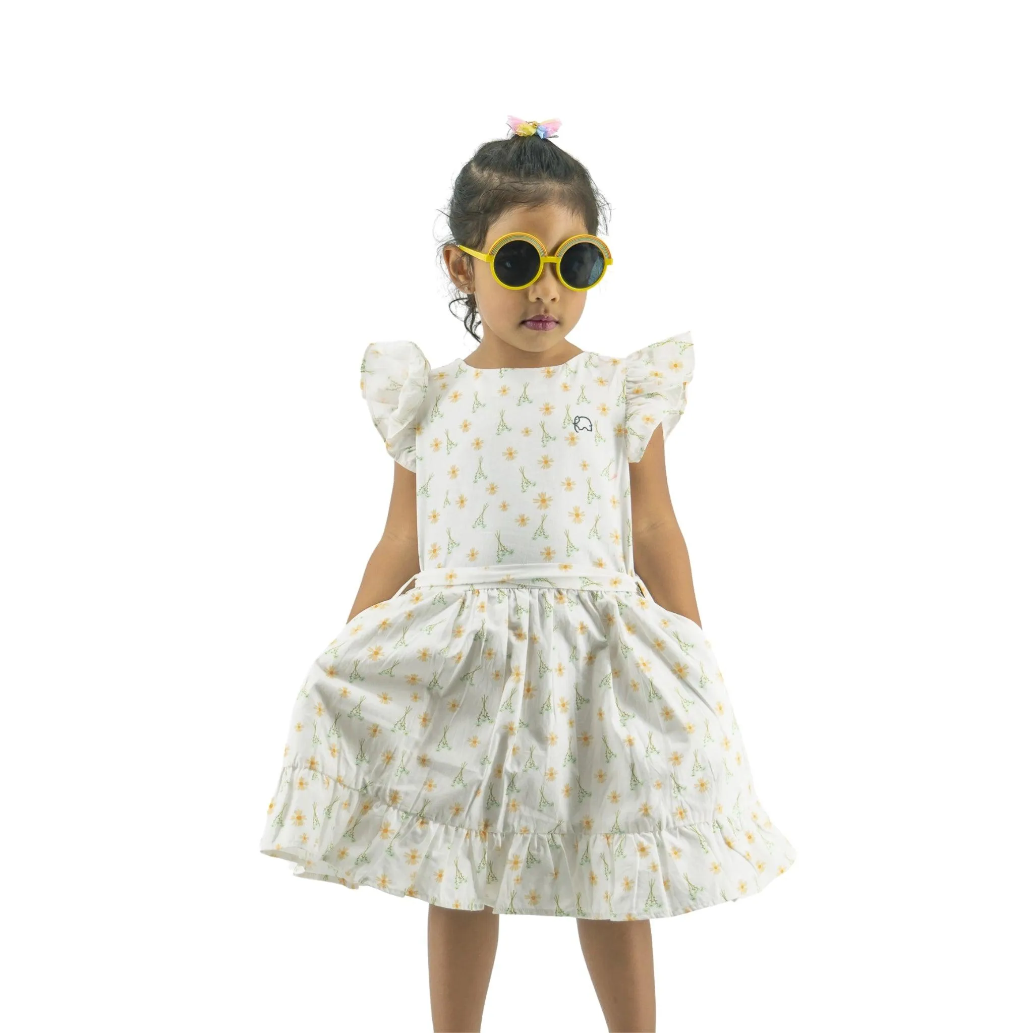 Petite Blossom Cotton Dress in Smoked Pearl