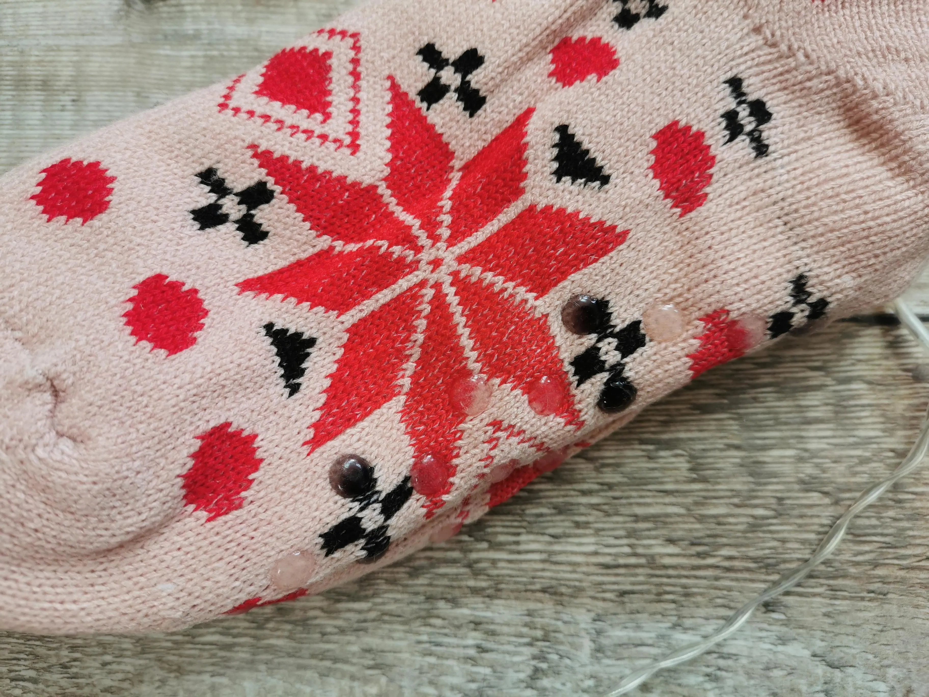 Pink Snowflake Fleece Lined Chunky Knit Slipper Socks