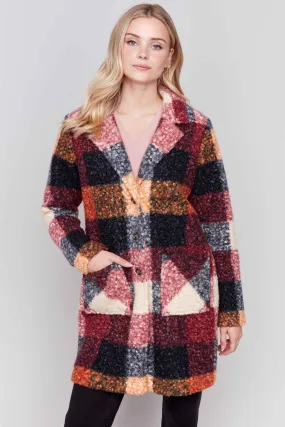 PLAID BOUCLE COAT