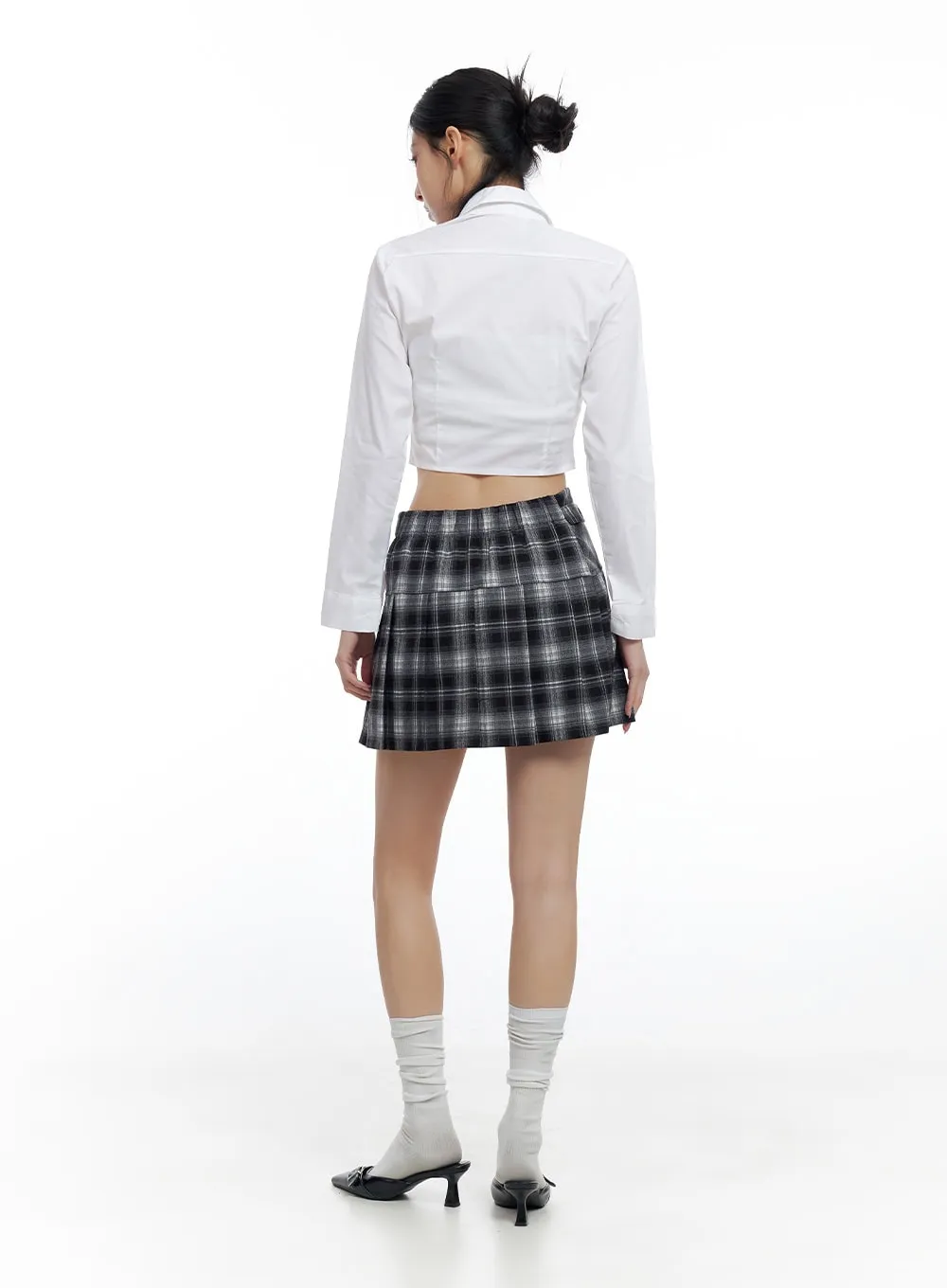 Pleated Plaid Mini Skirt CO426