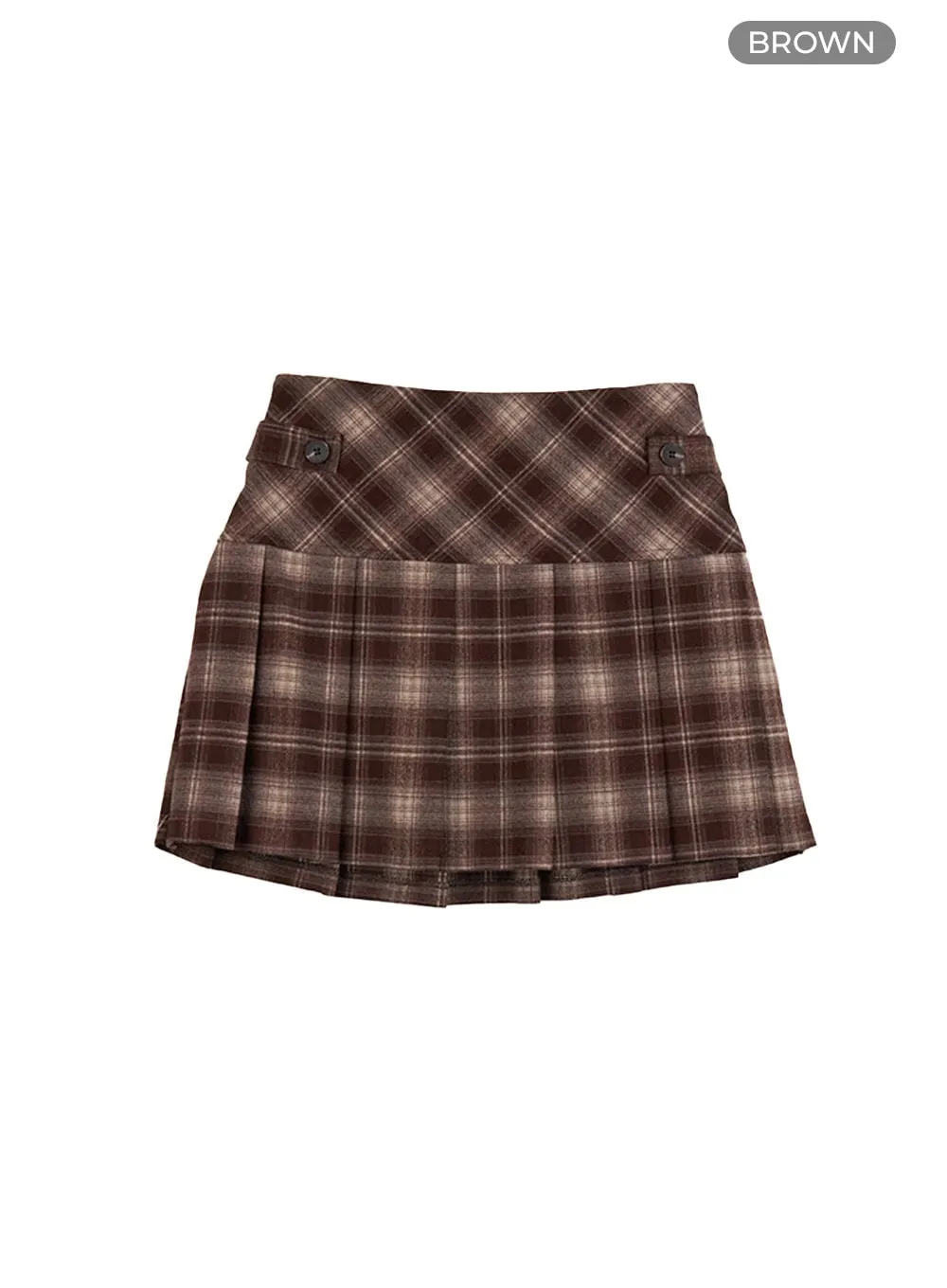 Pleated Plaid Mini Skirt CO426