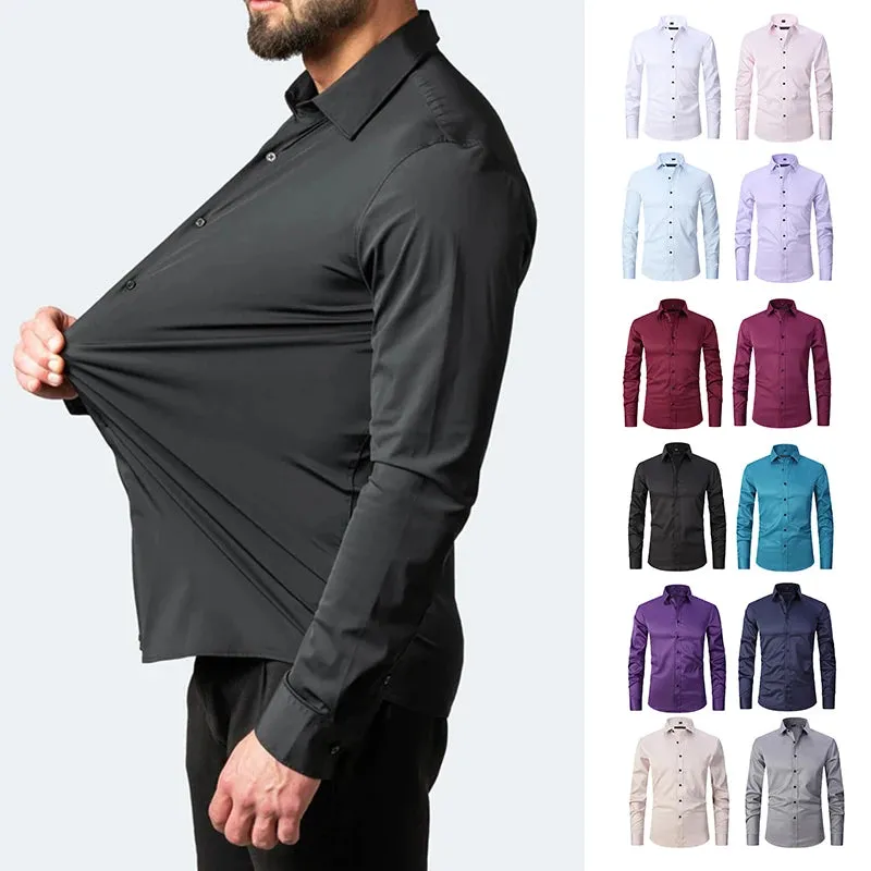 Plus Size 7XL 6XL High Elasticity Seamless Spandex Shirt Men