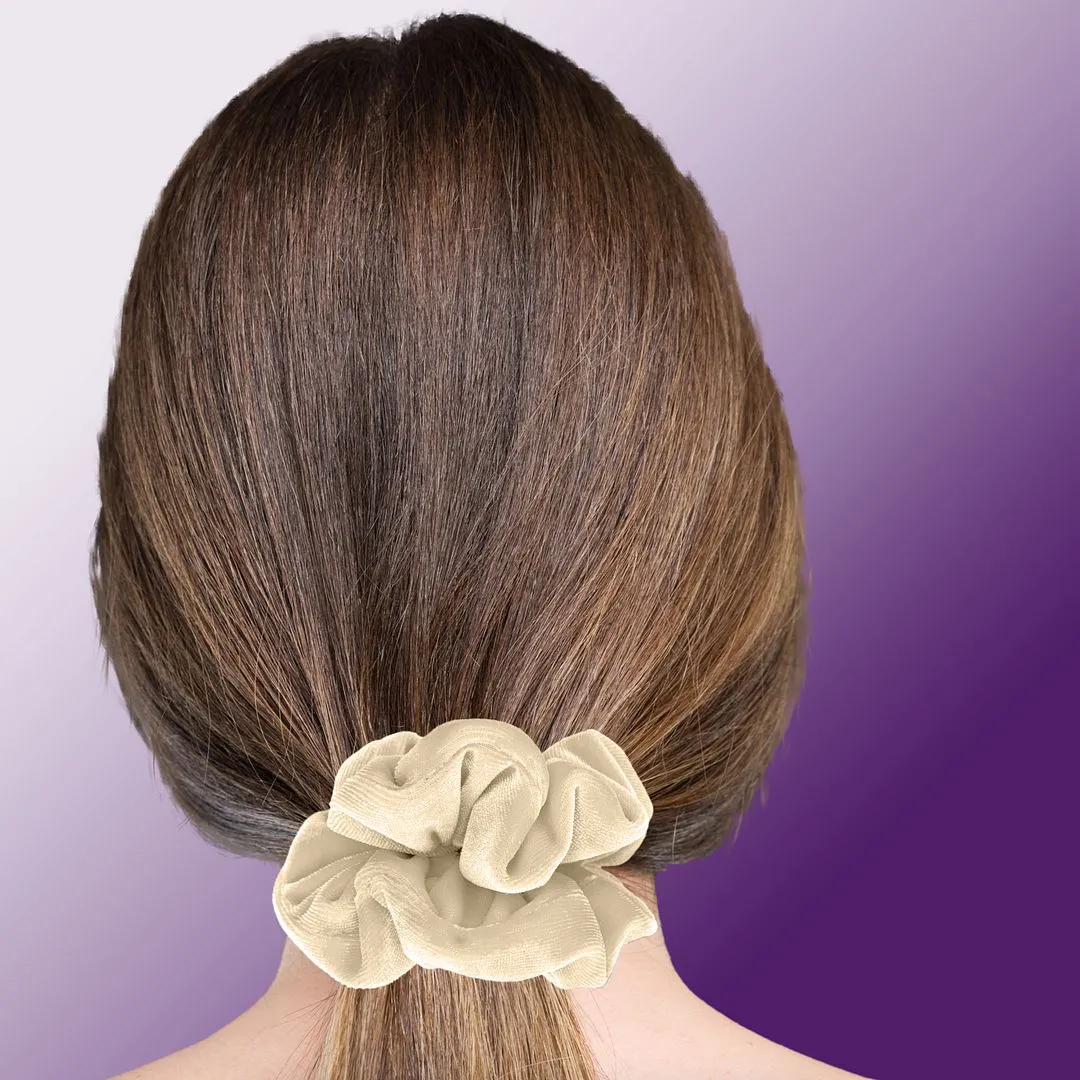 Plush Velvet Scrunchie Available in 3 Sizes Made in the USA Beige