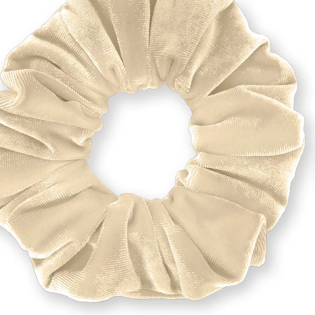 Plush Velvet Scrunchie Available in 3 Sizes Made in the USA Beige