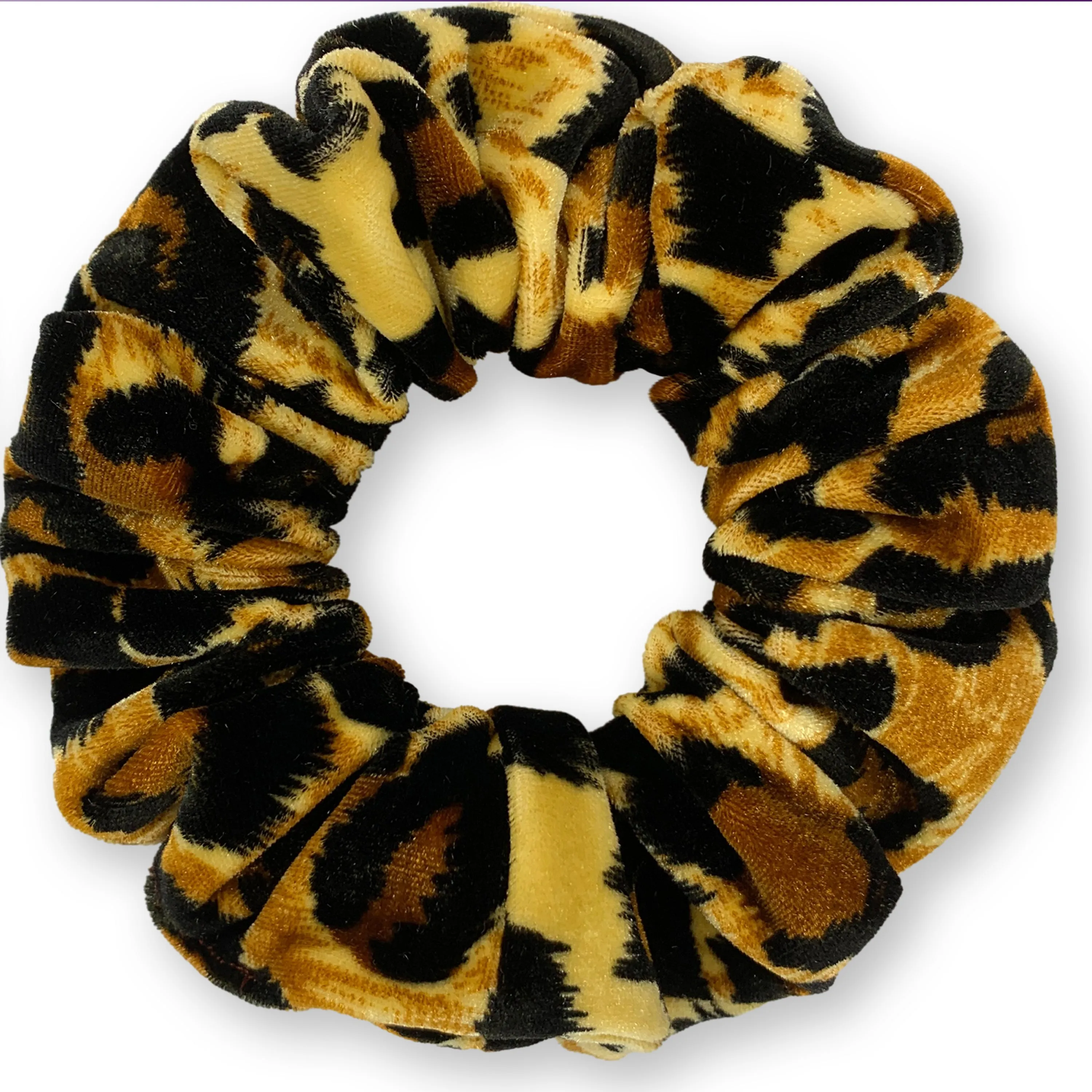 Plush Velvet Scrunchie Available in 3 Sizes Made in the USA Leopard