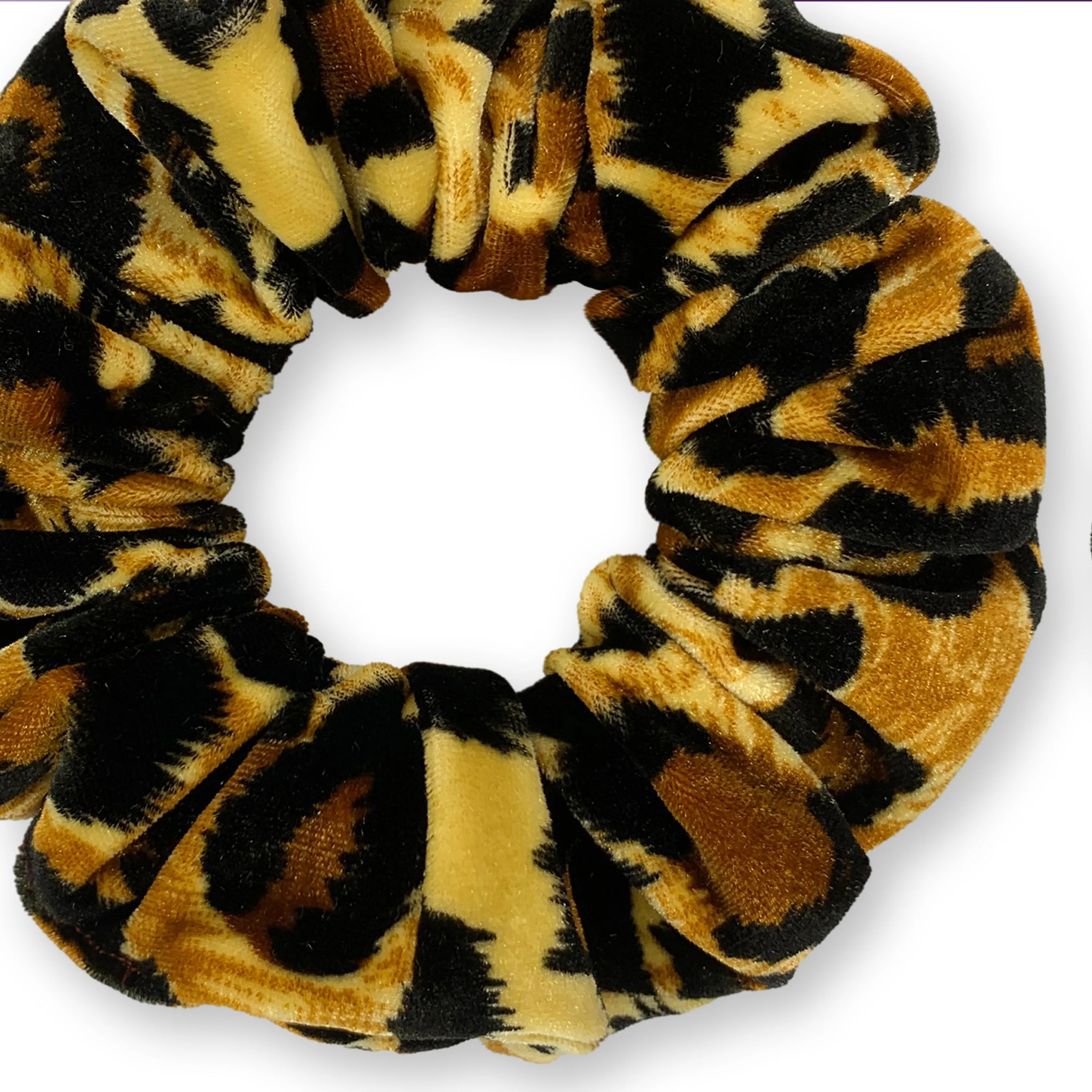 Plush Velvet Scrunchie Available in 3 Sizes Made in the USA Leopard