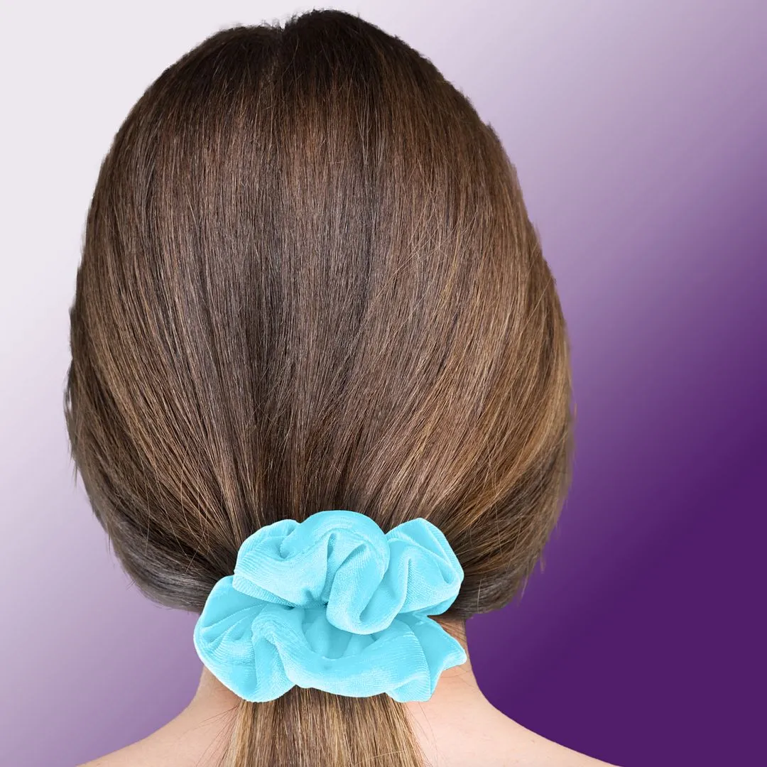 Plush Velvet Scrunchie Available in 3 Sizes Made in the USA Light Blue