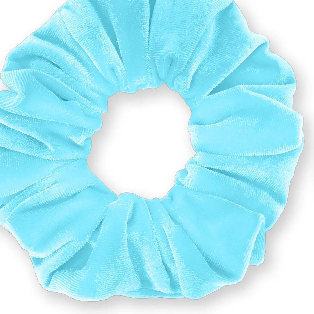 Plush Velvet Scrunchie Available in 3 Sizes Made in the USA Light Blue