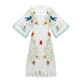 Pre Order:  Bohemian Flower Embroidery Goddess Dress