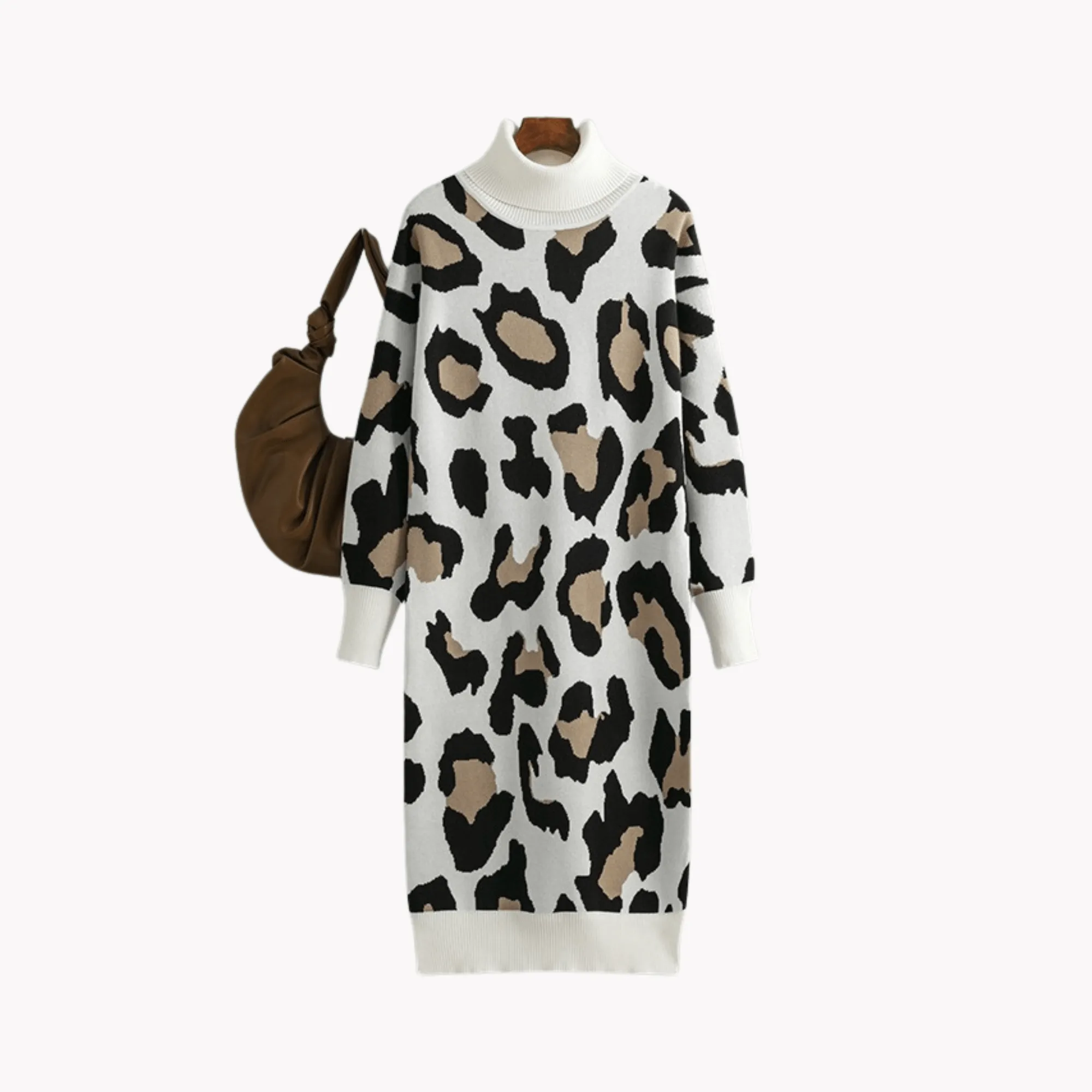 Pre Order:  Leopard Jacquard Sweater Dress