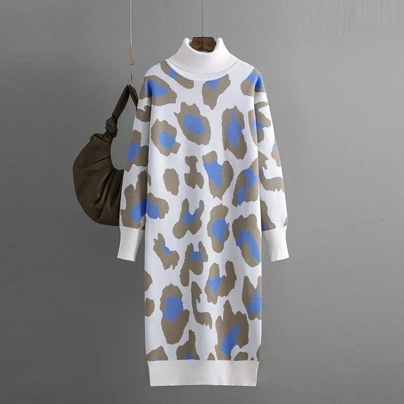 Pre Order:  Leopard Jacquard Sweater Dress